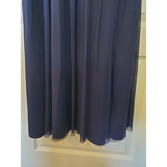 Hitherto BHLDN Navy Blue Fleur Lace Chiffon Maxi Formal Gown Prom Dress, Size 10 - Picture 10 of 16